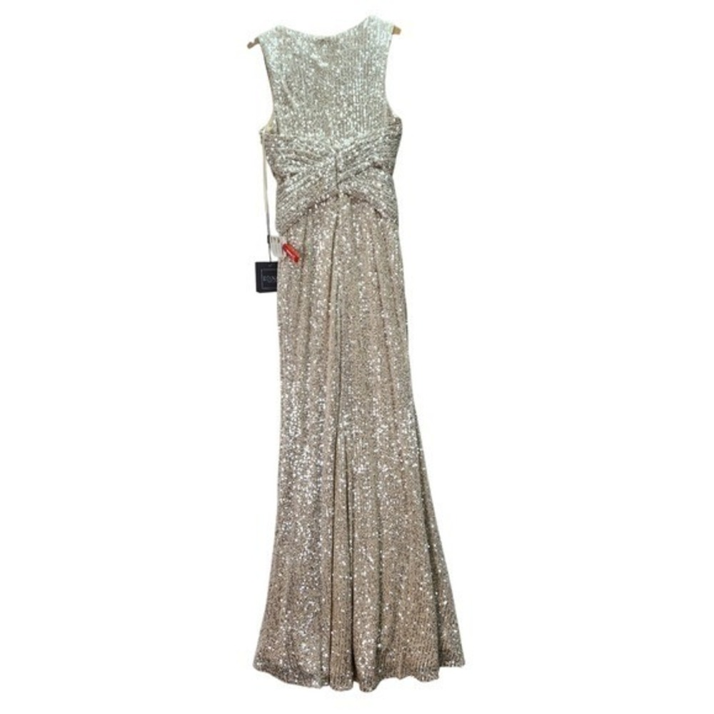 Ieena Mac Duggal Sequin V neck sleeveless Slit formal gown NWT - Picture 3 of 10